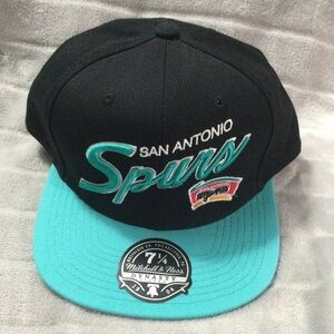 Mitchell & Ness Black and Teal San Antonio Spurs Fitted Hat
